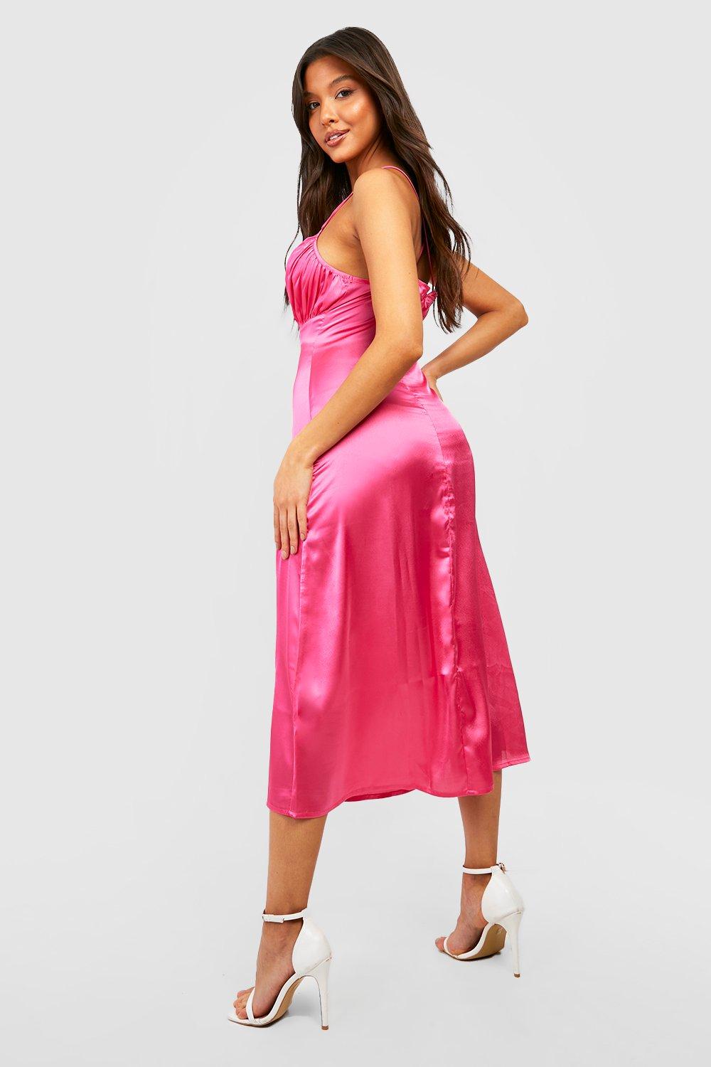 Boohoo satin slip dress hotsell